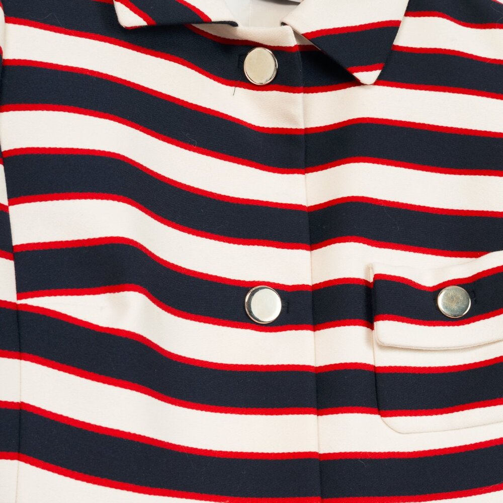 Valentino Resort 2014 White & Navy Striped Wool & Silk Peplum Jacket - Picture 7 of 11